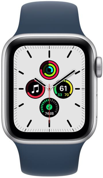 Apple Watch SE GPS 40mm Silver Aluminium Case with Abyss Blue Sport Band (MKNY3) 